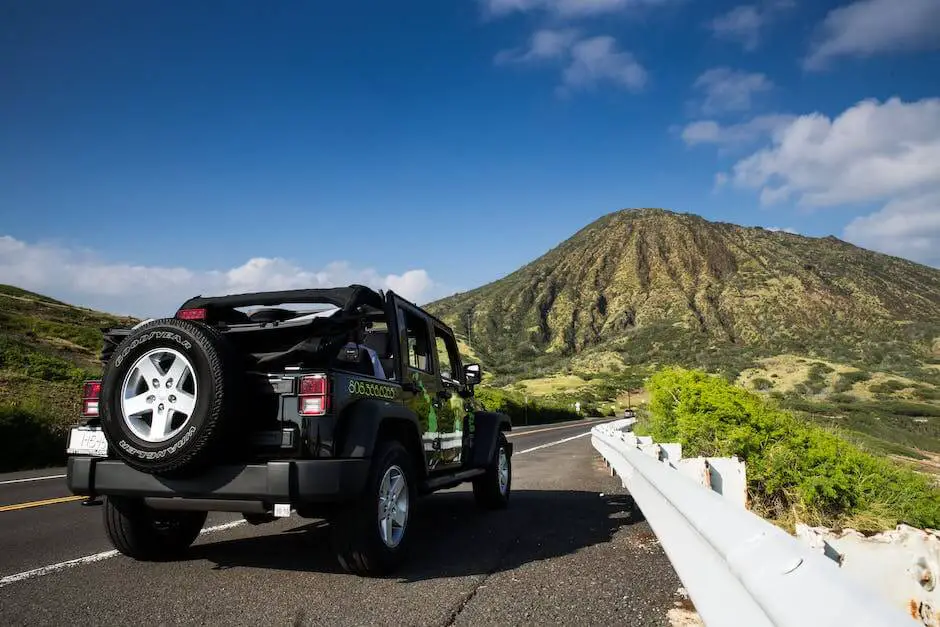 Image illustrating different tire sizes on a Jeep Wrangler: LT255/75R17, LT285/70R17, P225/75R15, P205/75R15, and LT285/70R17.